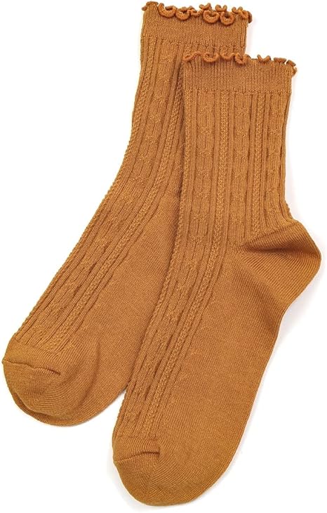 Amazon 靴下 レディース ソックス おしゃれ かわいい メロー 春 夏 秋 冬 Honeys ハニーズ ケーブル編メローソックス イエロー 靴下 通販