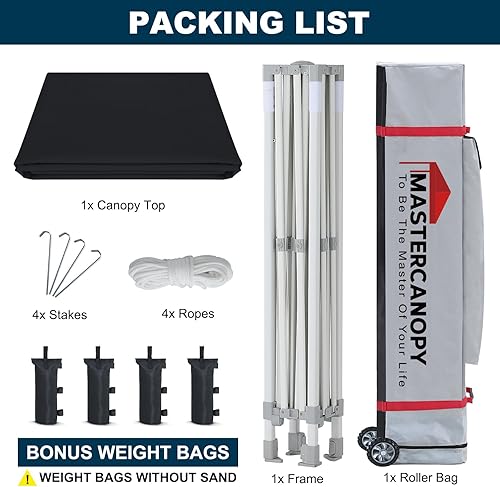 Miniatura 8 de MASTERCANOPY Tienda de campaña desplegable de grado comercial, refugio instantáneo de 10 x 10 (negro)