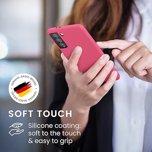 Miniatura 4 de kwmobile Funda compatible con Samsung Galaxy S21 - Funda de silicona TPU con acabado suave - Rosa impresionante