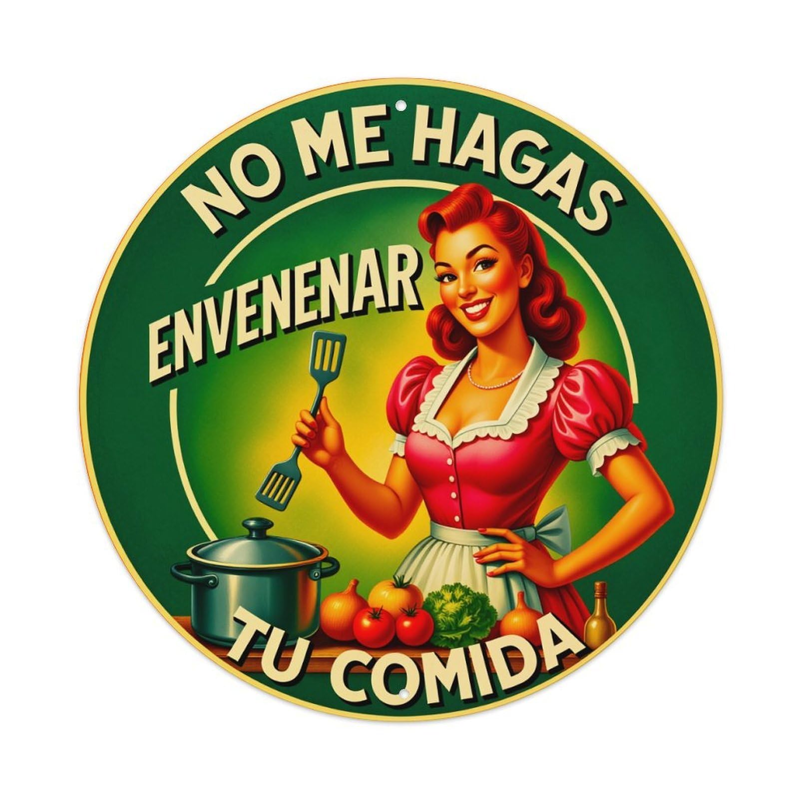 Don't Make Me Poison Your Food Round Tin Sign Vintage Metal Poster Retro Bar, Home, Man Cave, Kitchen, Laundry Room Wall Art Decor Gift 8x8Inch