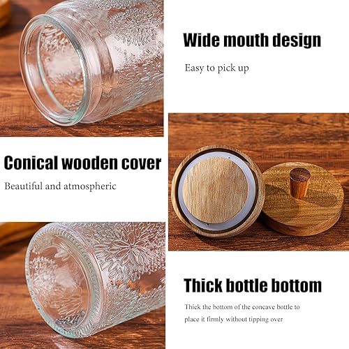 Miniatura 3 de Tarros de vidrio vintage con tapas y asas de madera herméticas, juego de 4 tarros de café de 16.9 onzas, tarros de té, tarros de caramelo para