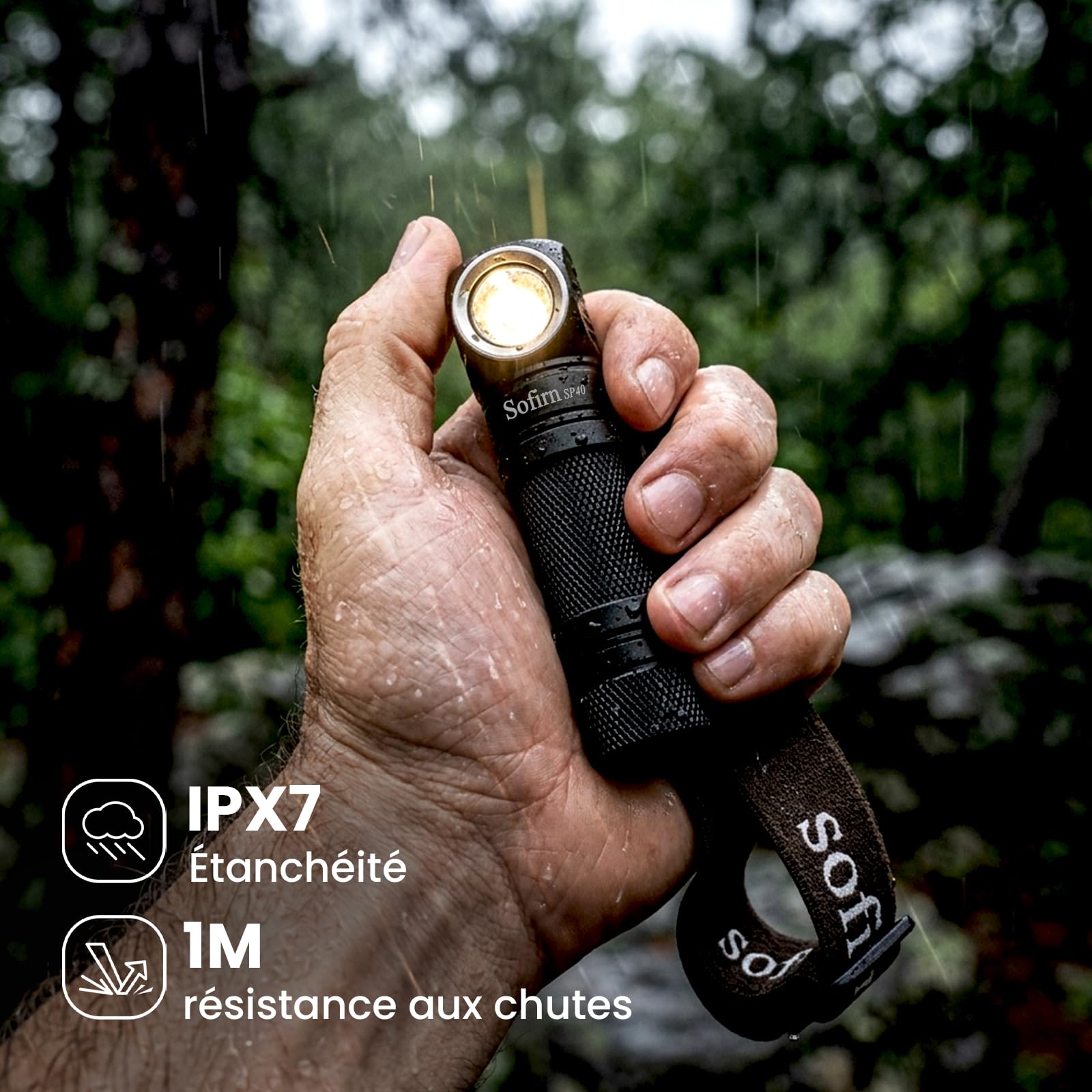 Sofirn SP40 Lampe frontale LED rechargeable, 1200 lumens et 136 m, lampe frontale rechargeable, facile à utiliser, IPX7 résistante à l'eau, pour l'extérieur, le camping et la randonnée