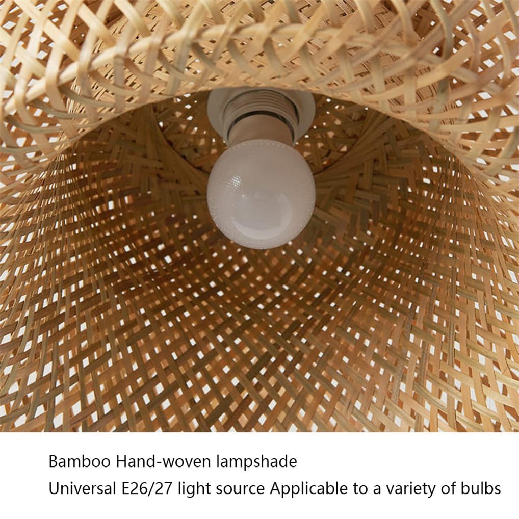 Lampada A Sospensione A Forma di Nido D'uccello da 14,9", Paralume in bambù Intrecciato Lampadario A Gabbia in Vimini Naturale Antico Intrecciato Paralume A Cestino in Stile Boho