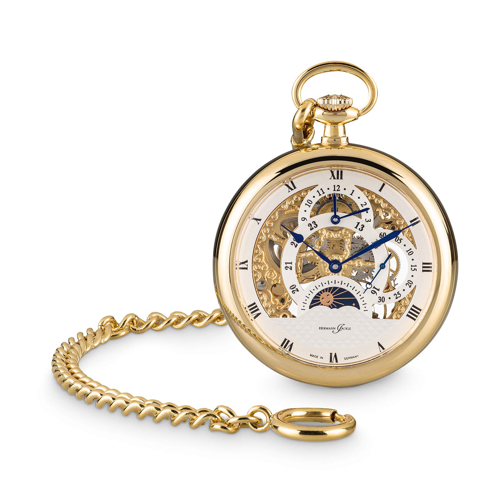 Hermann Jäckle Herren Taschenuhr Tuttlingen Vergoldet Skelett 50 mm