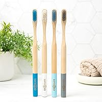 Vista 4 de Cepillo de dientes de bambú – Cuidado bucal natural biodegradable ecológico Cerdas suaves, mango sostenible, agarre ergonómico Paquete de 4