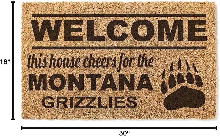 KH Sports Fan Montana Grizzlies Welcome Coir Doormat, 18x30 Inches, Grizzlies Outdoor Rug; Display Your Team Spirit with This Unique Montana Grizzlies Doormat