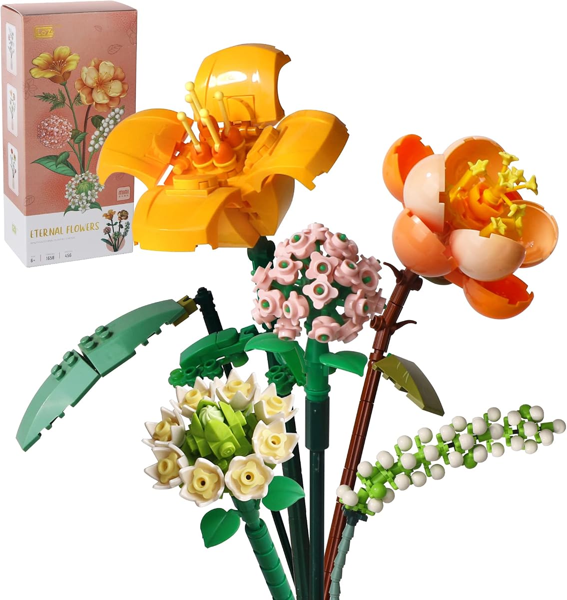 ZIYOSTAR Mini Bricks Flower Bouquet Building Sets, Artificial Flowers, DIY Unique Decoration Home, 456 Pieces Botanical Collection for Ages 8-12 Year Old Girl for Gift (Not Compatible with Lego Set)