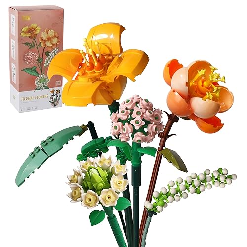 ZIYOSTAR Mini Bricks Flower Bouquet Building Sets, Artificial Flowers, DIY Unique Decoration Home, 456 Pieces Botanical Collection for Ages 8-12 Year Old Girl for Gift (Not Compatible with Lego Set) - Vitality