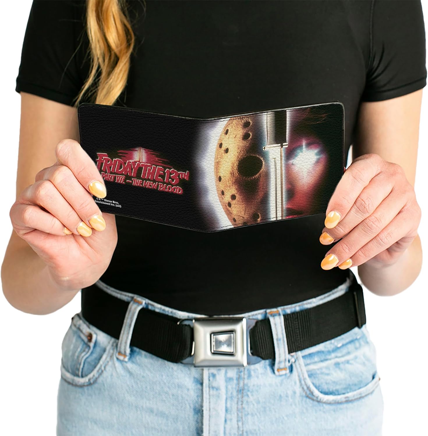 Buckle-Down Warner Bros. Horror Movies Wallet, Bifold, Friday the 13th Part VII The New Blood Movie Poster Title, Vegan Leather