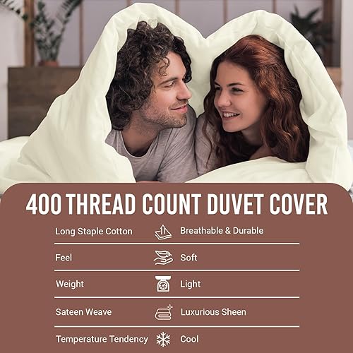 Miniatura 4 de Pizuna - Ropa de cama de 100 % satén de algodón de fibra larga de 400 hilos (juegos de sábanas y juego de fundas)
