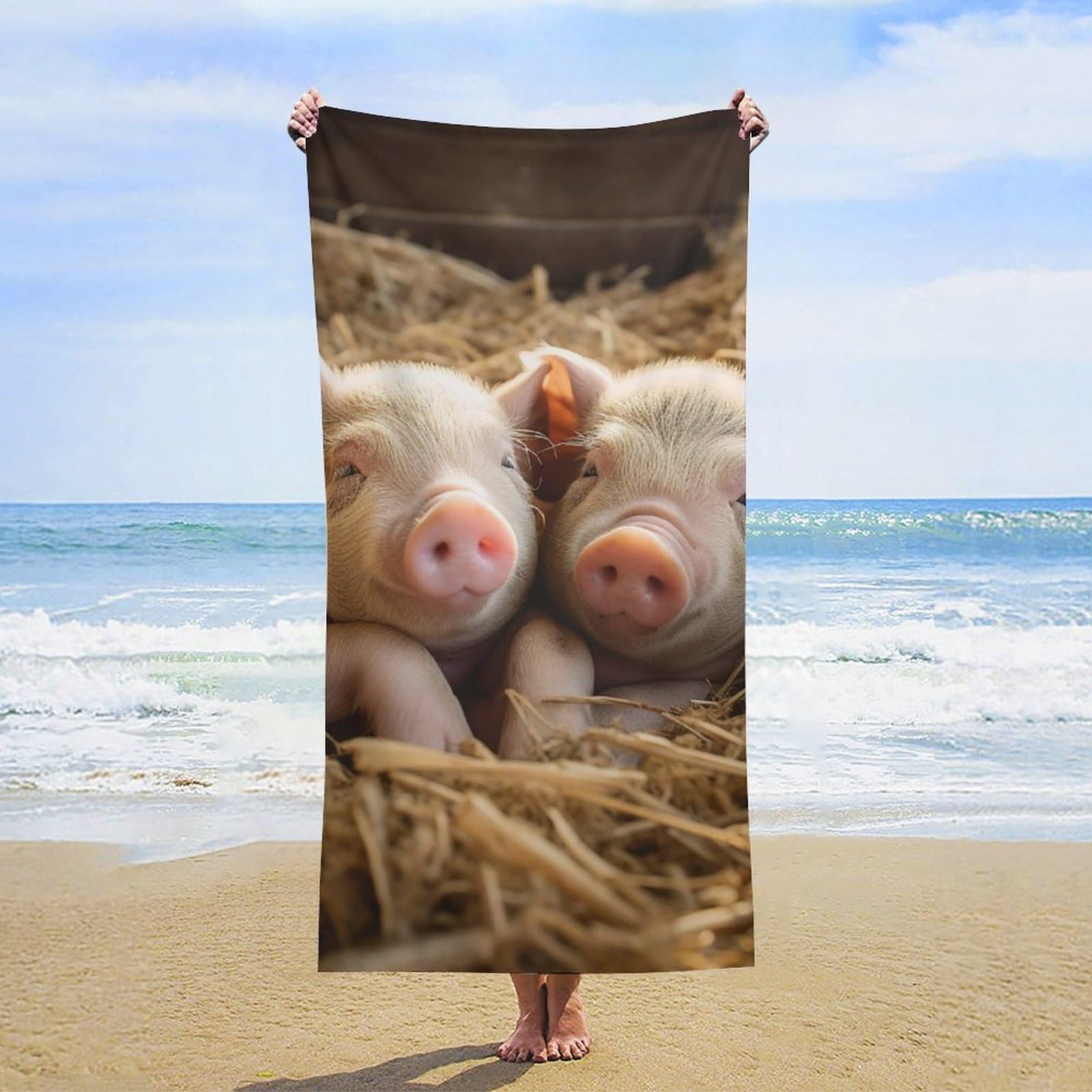 NTVOWPZO Pigs Beach Towel Oversized Microfiber Bath Towels Lightweight Sand Proof Beach Towels Absorbent Pool Towels for Swimming Yoga Bathroom Towel 31.5" X 63"
