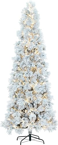 Miniatura 1 de Vickerman Árbol de Navidad artificial preiluminado de pino Atka de 9 x 44 pulgadas, color blanco cálido de bajo voltaje, luces LED de 0.118in, árbol