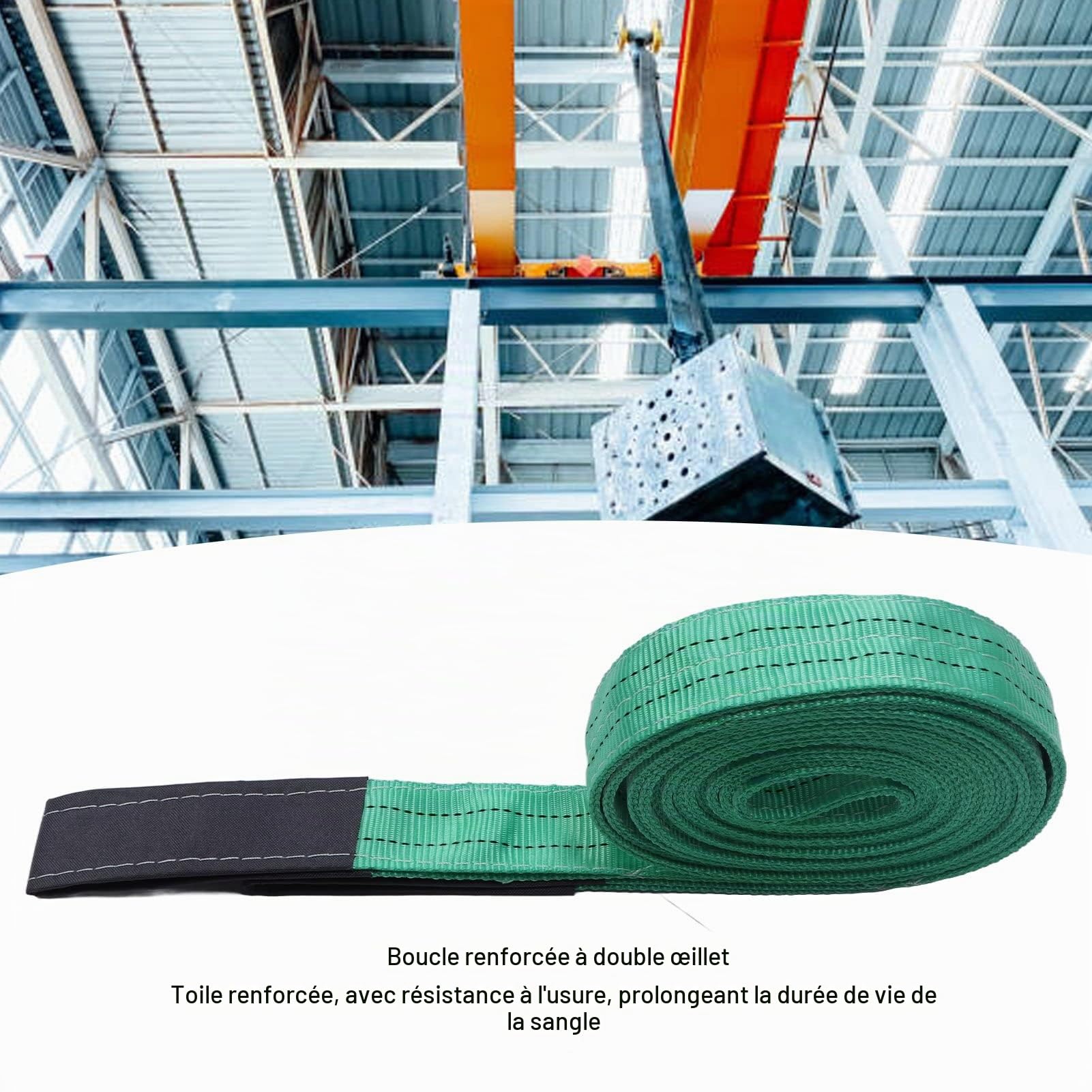 Tyenaza Sangle D'élingue De Levage, 6M 2T, Boucle Renforcée, Sangle De Levage De Gréement en Polyester Haute Résistance, pour la Construction, Sangle De Levage De Bateau