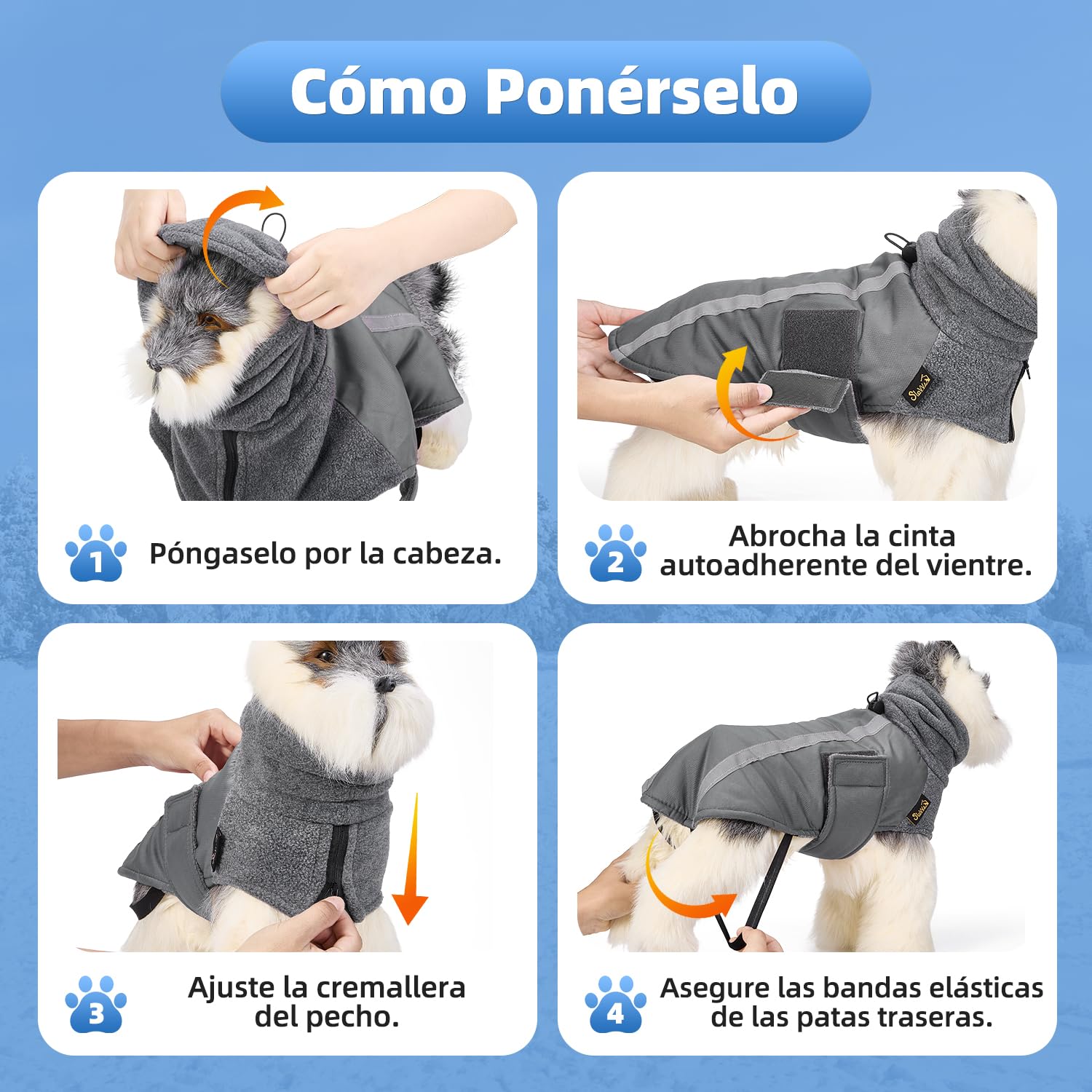 SlowTon Abrigo para Perro Invierno, Cálido Forro Polar para Exteriores con Bufanda De Cuello Alto, Rayas Reflectantes, Chaleco Resistente Al Viento, Juegos Suaves para Mascotas
