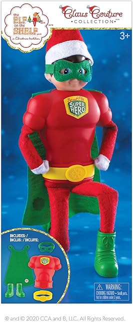 Mighty Superhero Suit - Elf on the Shelf Clothes - Christmas Elf on the Shelf Accessories - Elf on the Shelf Props - Claus Couture Elf Outfits - Elf Boy & Girl Arrival Ideas (Elf not included)