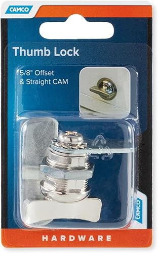 Miniatura 6 de Camco Candado de leva compensada  Presenta un estilo de candado de fácil giro operado con el pulgar, incluye una compensación de 58 pulgadas y un