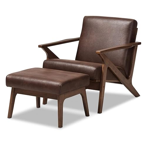 Baxton Studio Bianca Mid-Century Modern Walnut Wood Dark Brown Distressed