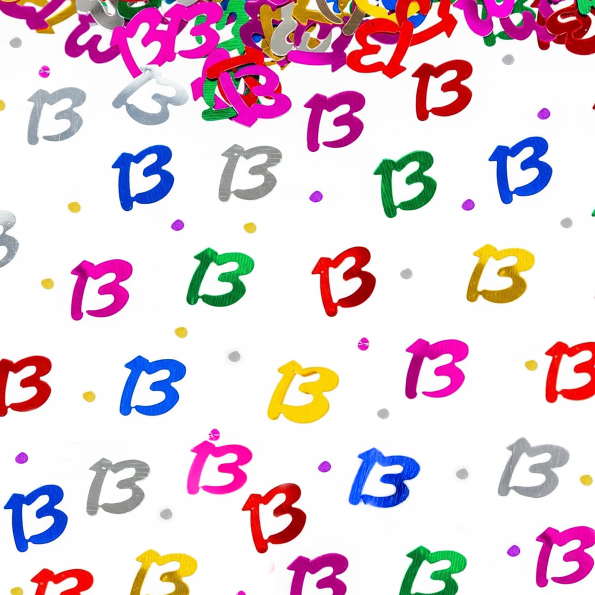 Shatchi Multicolour 14G 13Th Birthday Confetti Foil Metallic Glitz Table Scatter Sprinkles Age Bday Party Decorations, 12Mm