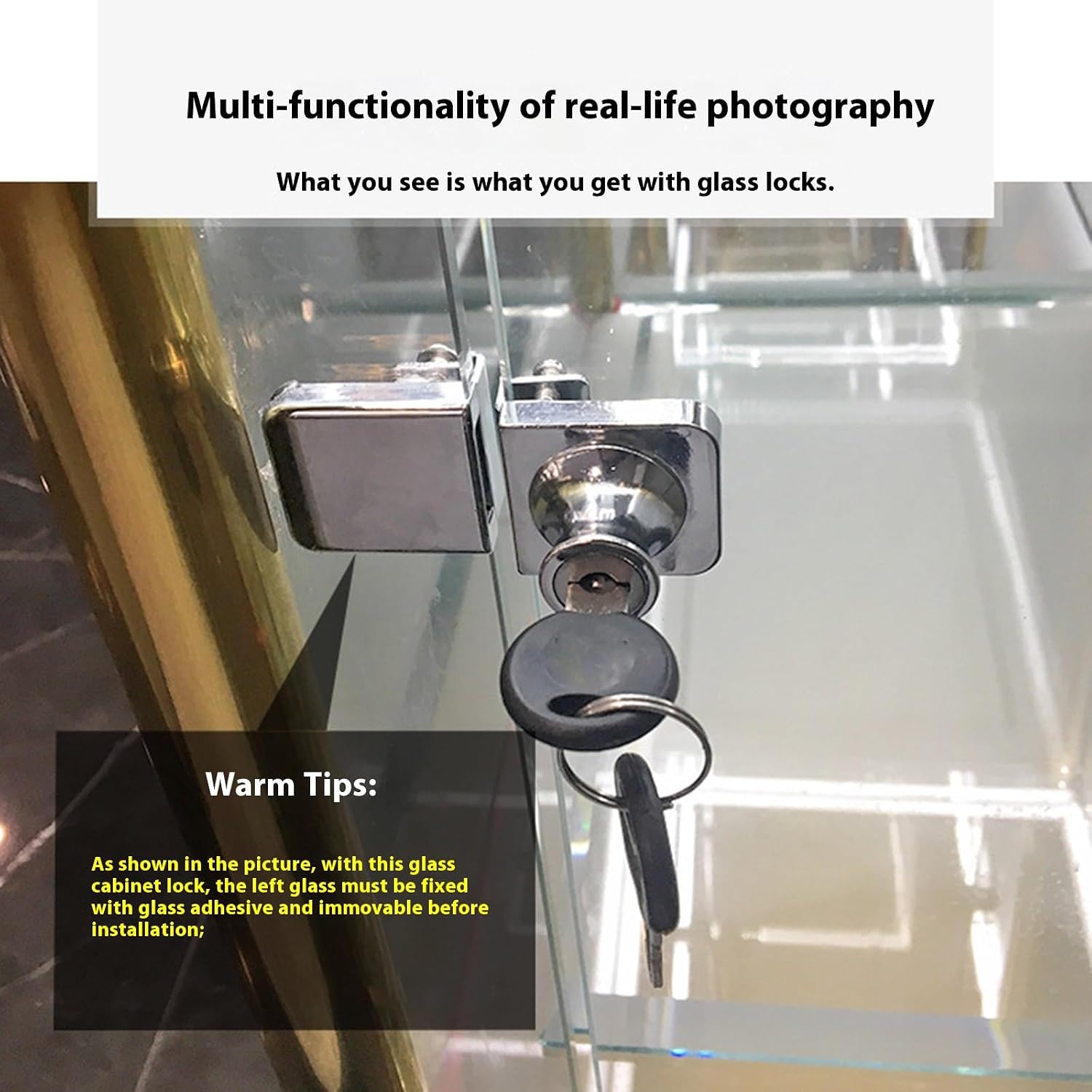 Cabinet Glass Security Hardware Zincs Alloy Showcase for Wine Storage Display Case Quick Installation Quick Install Showcase Cabinet Security