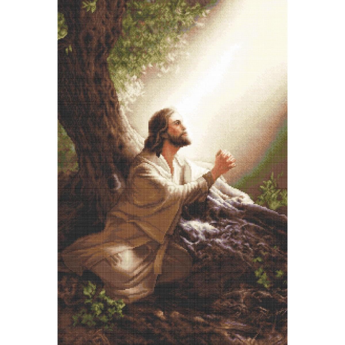 Luca-S Kit per ricamo a punto croce, collezione oro Gesù Cristo, 35 x 52 cm