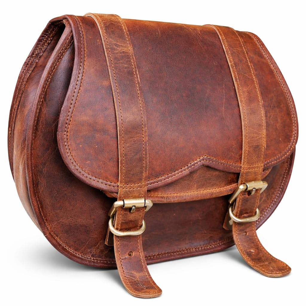 Borsa da bicicletta in pelle blu americano Borsa da sella per moto vintage Borsa da viaggio in pelle Borsa per portapacchi Borsa da manubrio