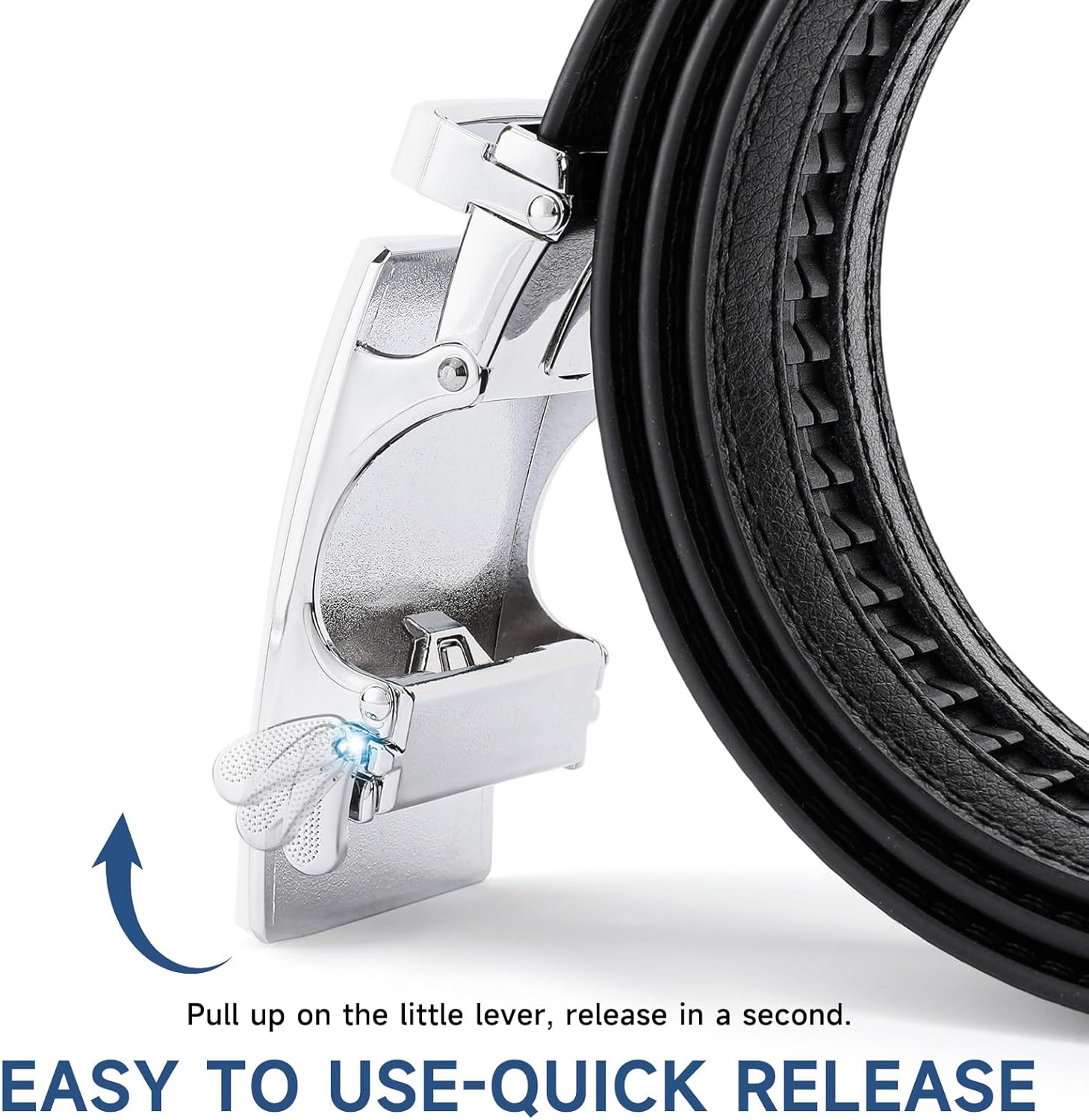 GAEKEAO Mens Belt Leather 1 3/8" - Micro-Adjust Buckle Ratchet Belts for Men Dress Casual to Formal Trim to Fit with Gift Box - Image 4