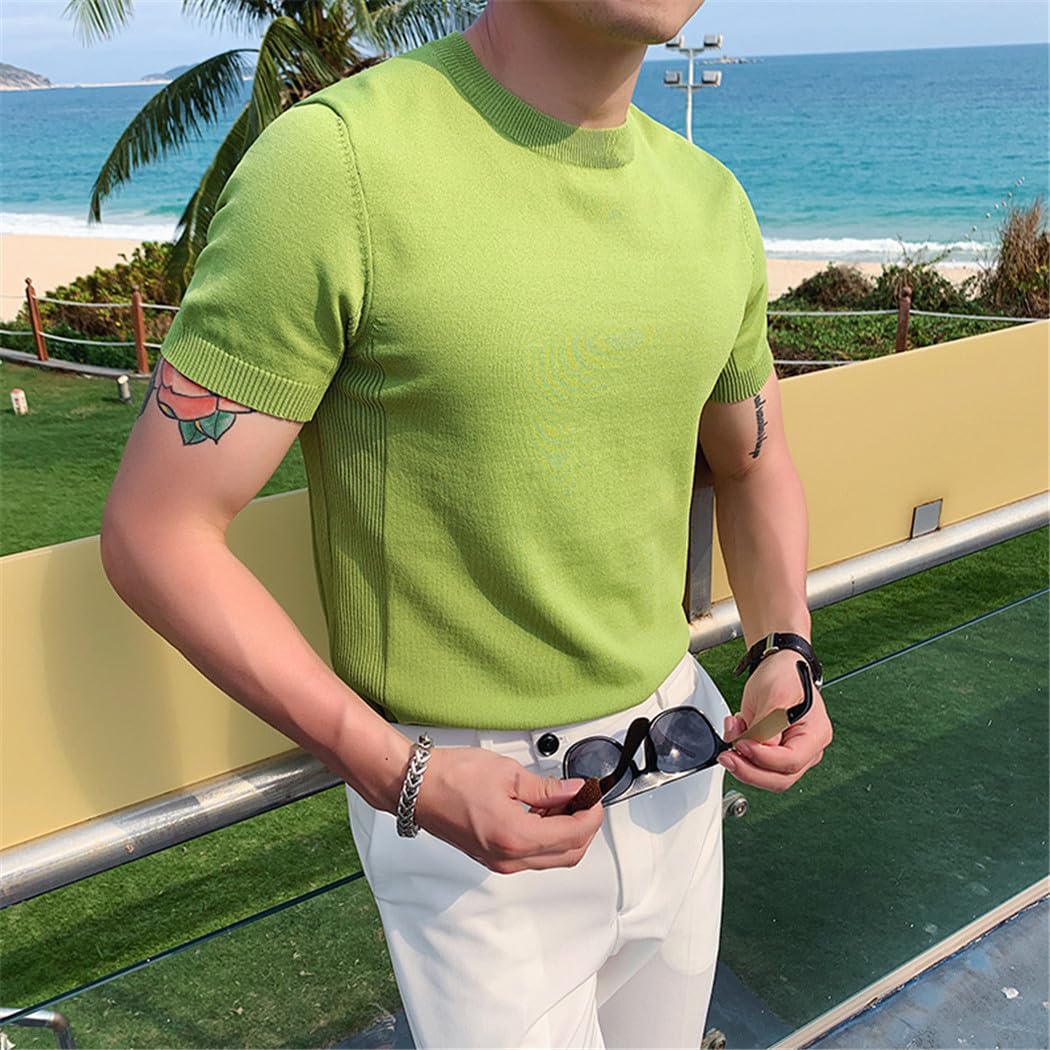 FULBHPRINT Camicia da Uomo Estiva a Maniche Corte in Maglia Girocollo t-Shirt Pullover Giovanile Coppia Casual Maglione da Esterno Urbano