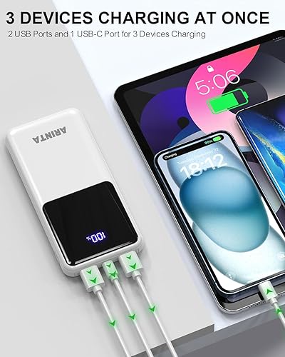 Miniatura 4 de Cargador portátil Power Bank de 10000 mAh PD 22.5 W, batería delgada con pantalla LED y entradasalida USB-C, compatible con iPhone 16 15 14 13 12,