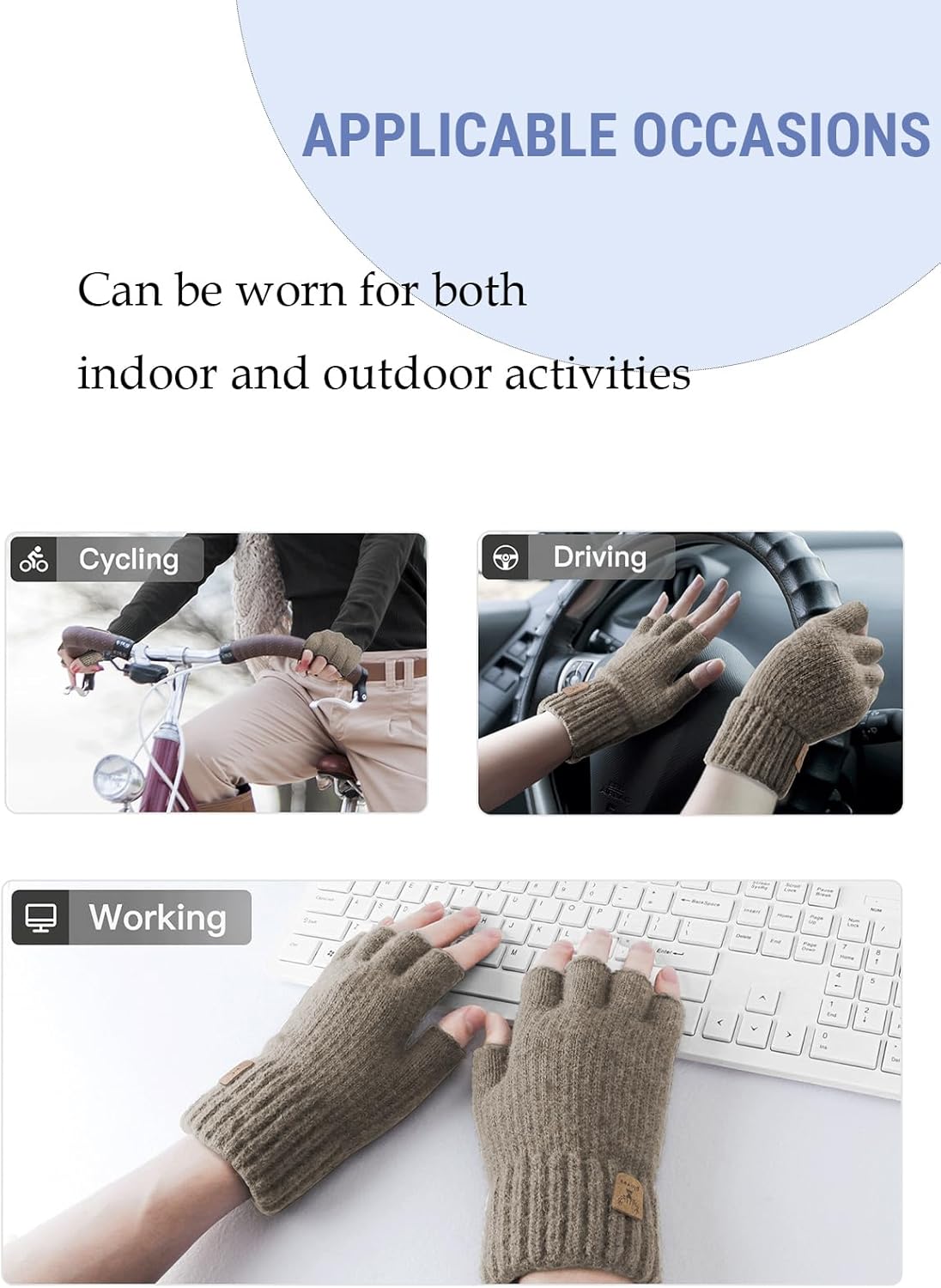 Fingerless Gloves Half Finger Winter Warm Knitted Gloves Working Running Biking Driving for Men and Women - Image 5
