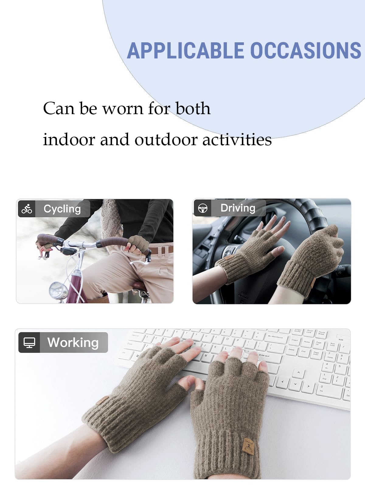 JUNRUI Guanti Senza Dita Guanti Mezze Dita Invernali Caldi Lavorati A Maglia per Lavoro Corsa Bicicletta Guida per Uomo e Donna
