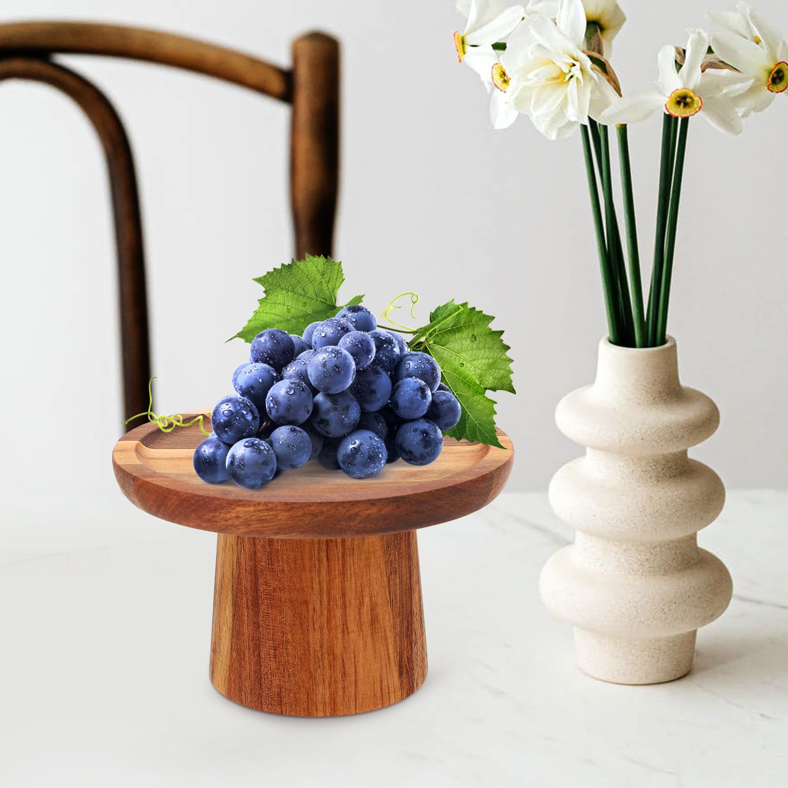 Abaodam 4 Pièces Moule À Gâteau Apéritif Tranches De Bois pour Centres De Table Support À Gâteau pour Dessert Plateau De Service en Bois Mini Support À Gâteau Plateau De Garniture Support