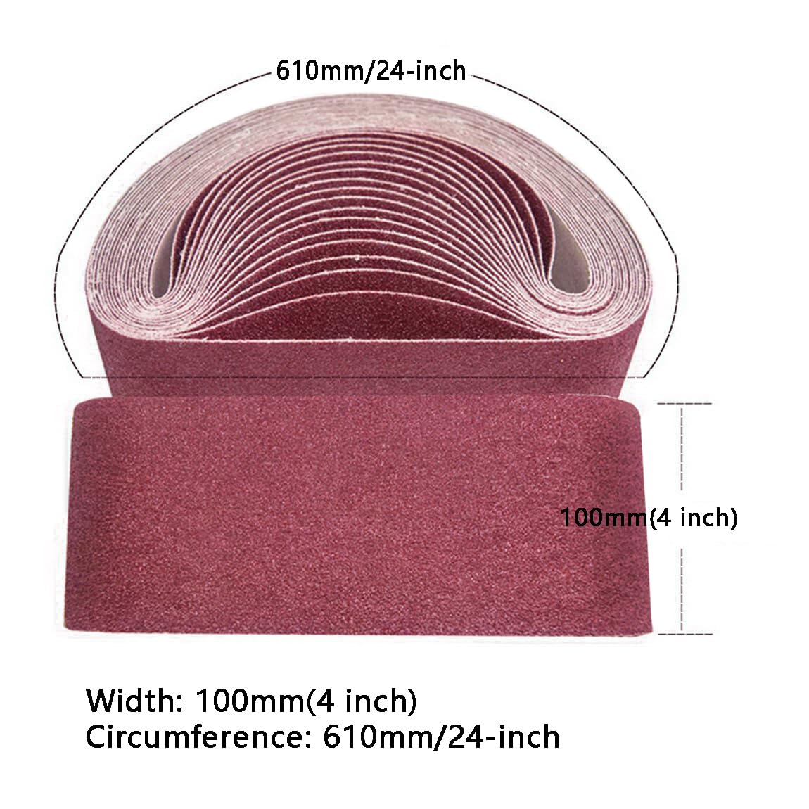 Aluminum Oxide Sanding Tapes 4"x24"Sanding Belts,10-Pack Grits 60# to 800# Size 100mmx610mm Derusting Polishing Sanding Aluminum Sanding Belts (#800-10PCS)