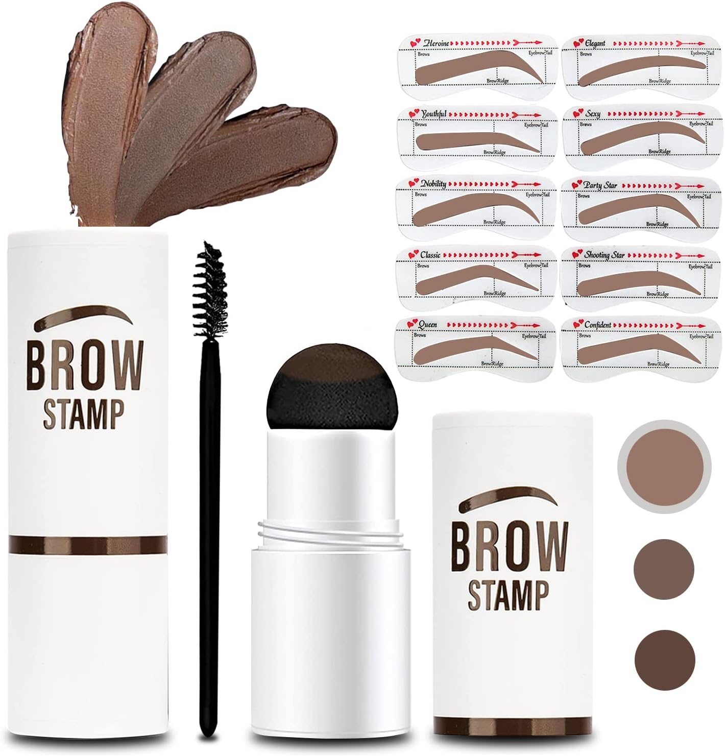 Eyebrow Stamp Stencil Kit, Included Waterproof Eyebrow Stamp and 10 Reusable Shaping Kit for Perfect Eyebrow Makeup, Long-Lasting Eyebrow Pomade for Women Girl, Cruelty-Free