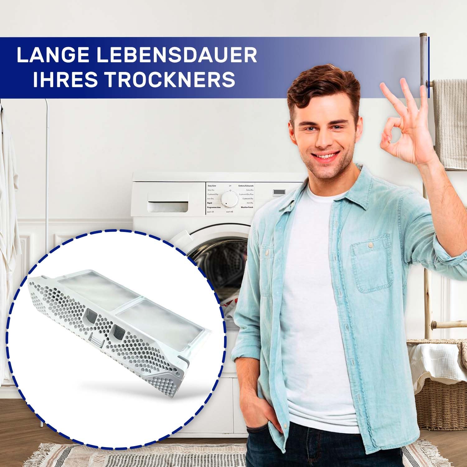 Flusensieb Filter für Trockner 335x170x88 mm mit dem Originalcode 8074539019 8588074539012 für Electrolux für Zanussi für Aeg - Garantie 10 Jahre - MONTERAL