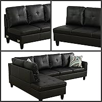 Vista 6 de Sofá seccional en forma de L con chaise, sofás seccionales de 3 piezas modulares convertibles para juegos de muebles de sala de estar y apartamento