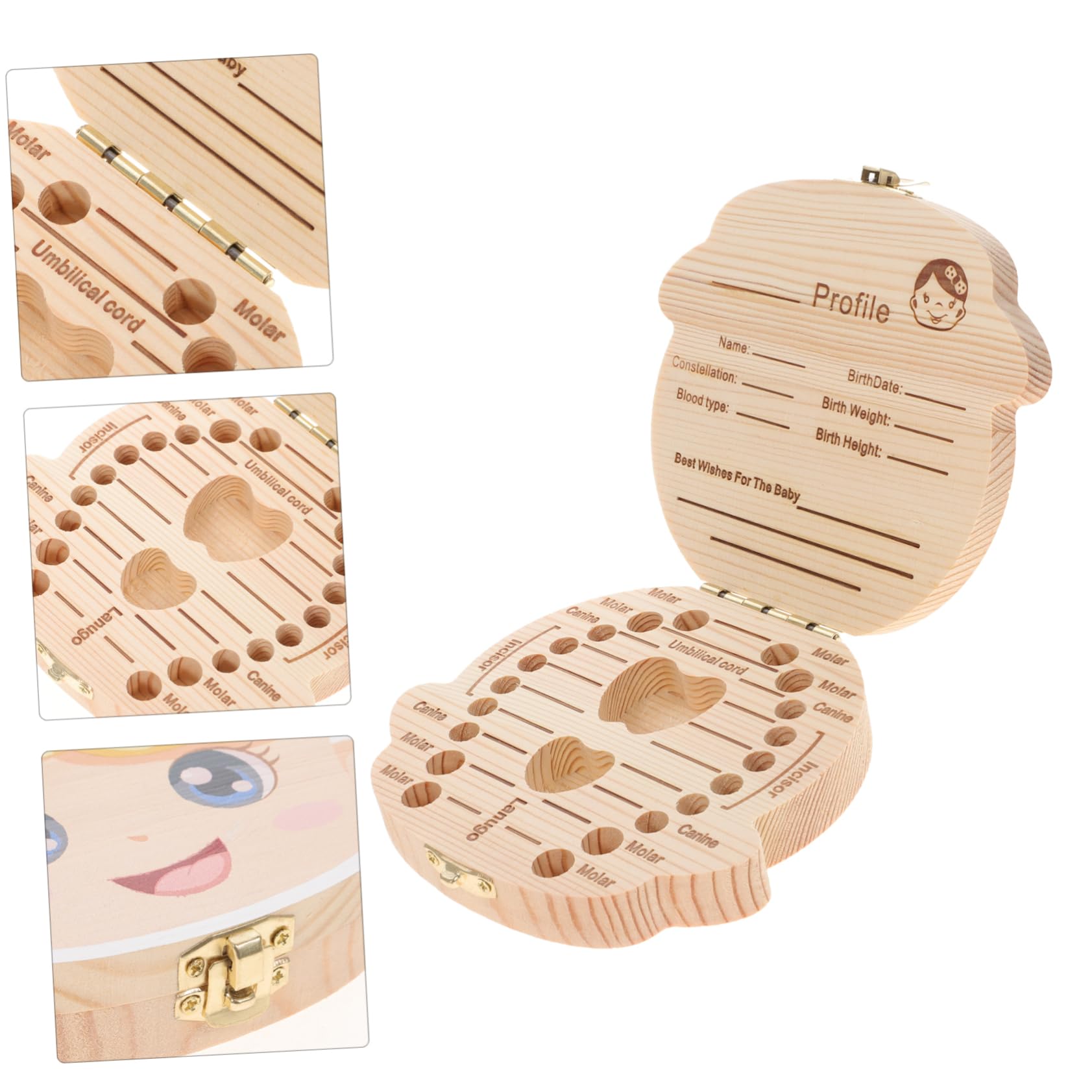 STOBAZA Baby Registry Box Wooden Baby Tooth Case Sturdy Structure for Baby's First Tooth Memory