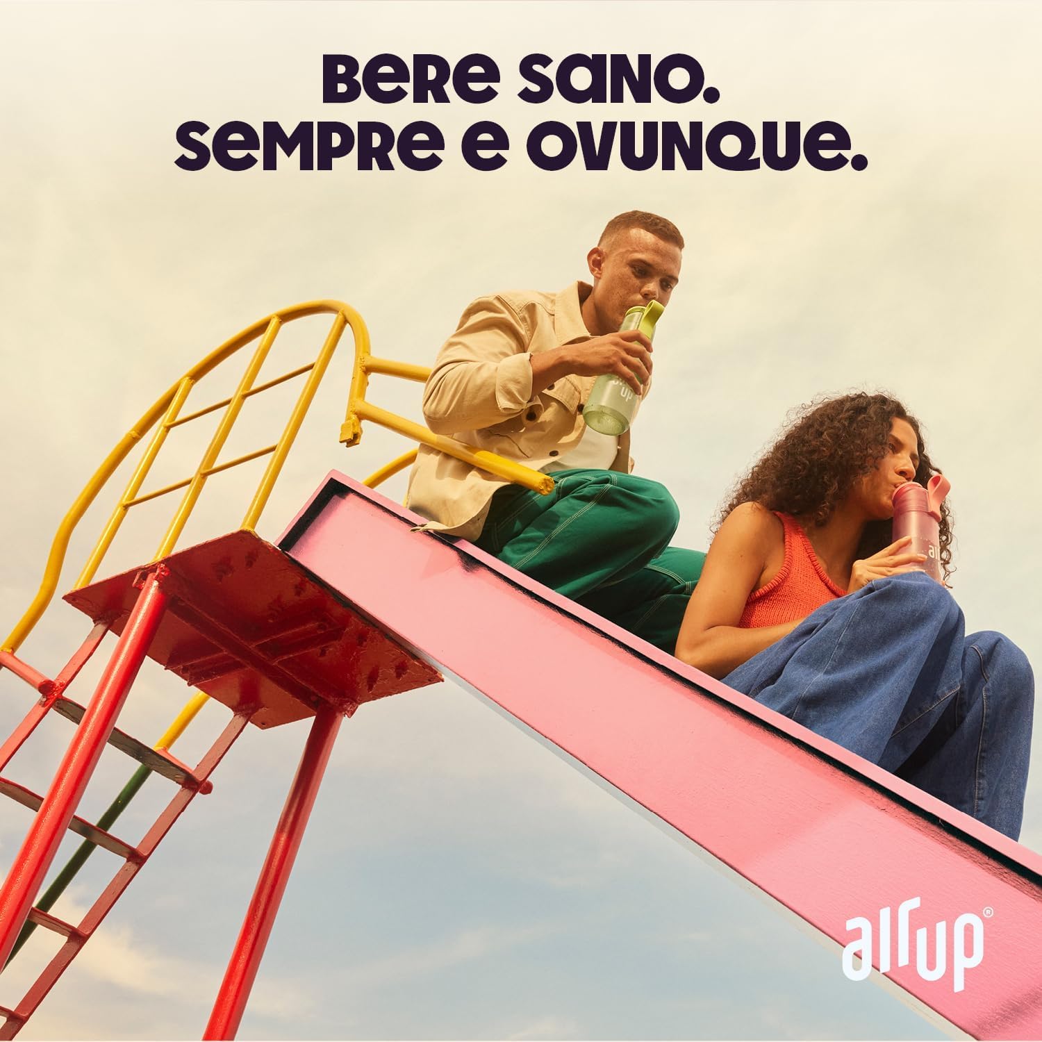 AIR UP Borraccia Twist Pro originale starter pack con cialde 5 gusti I Borraccia da 600ml con aromi senza zucchero I lavabile in lavastoviglie, senza BPA I in Lavender