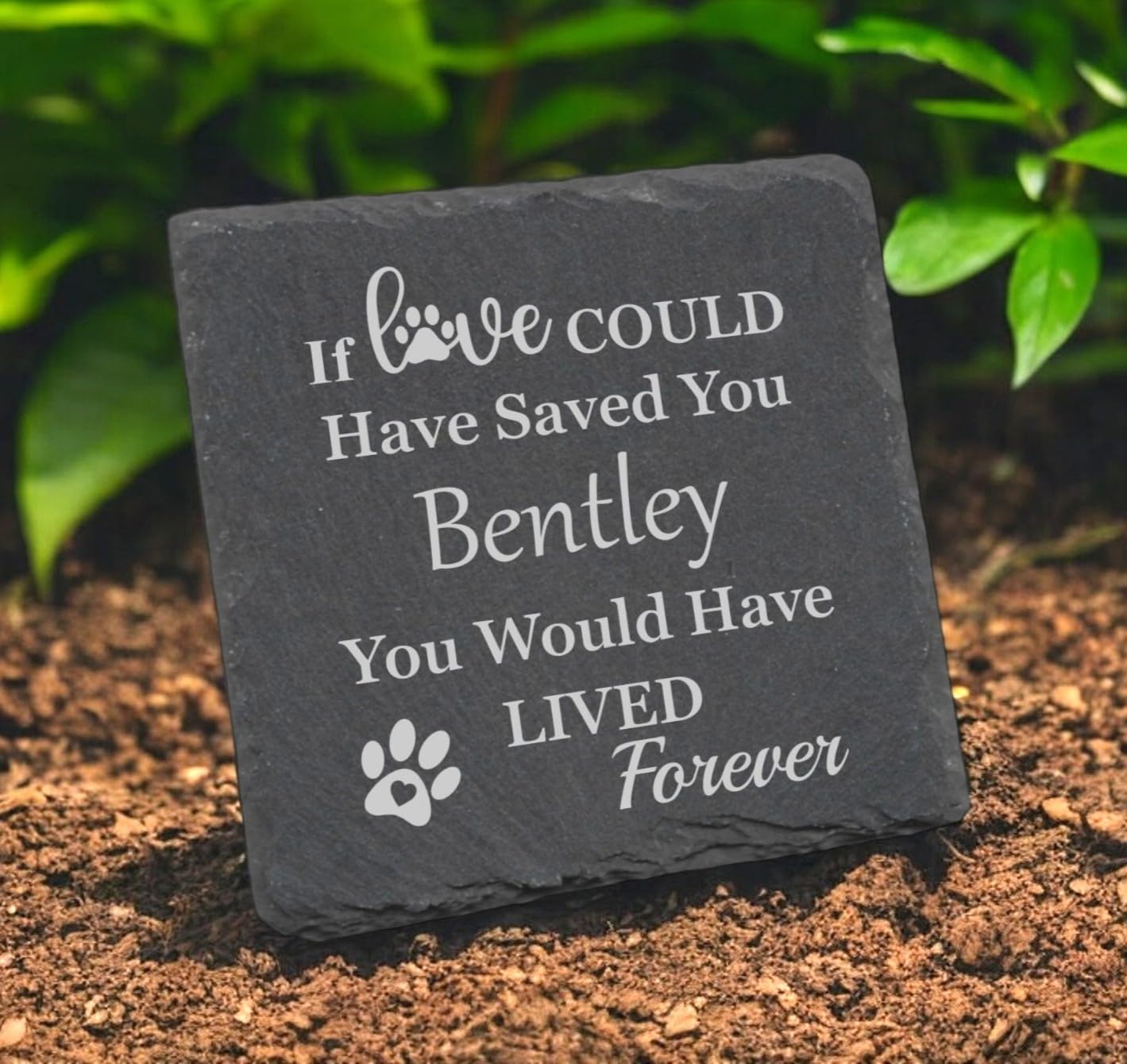 Personalised Pet Memorial Slate Plaque, Garden Marker with Custom Name Engraving, 'If Love Could Have Saved You' Message