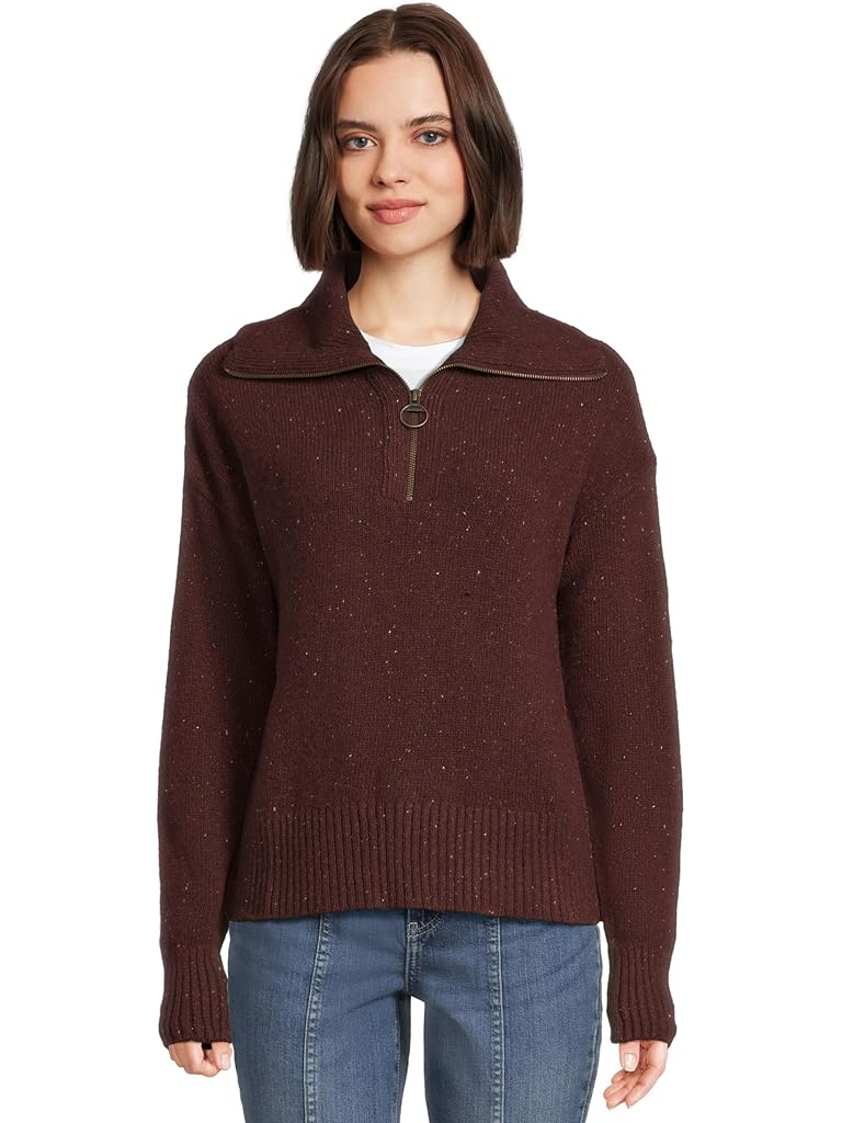 Burgundy Barbour Barbour Lavensdale 1/2 Zip Knitted Jumper
