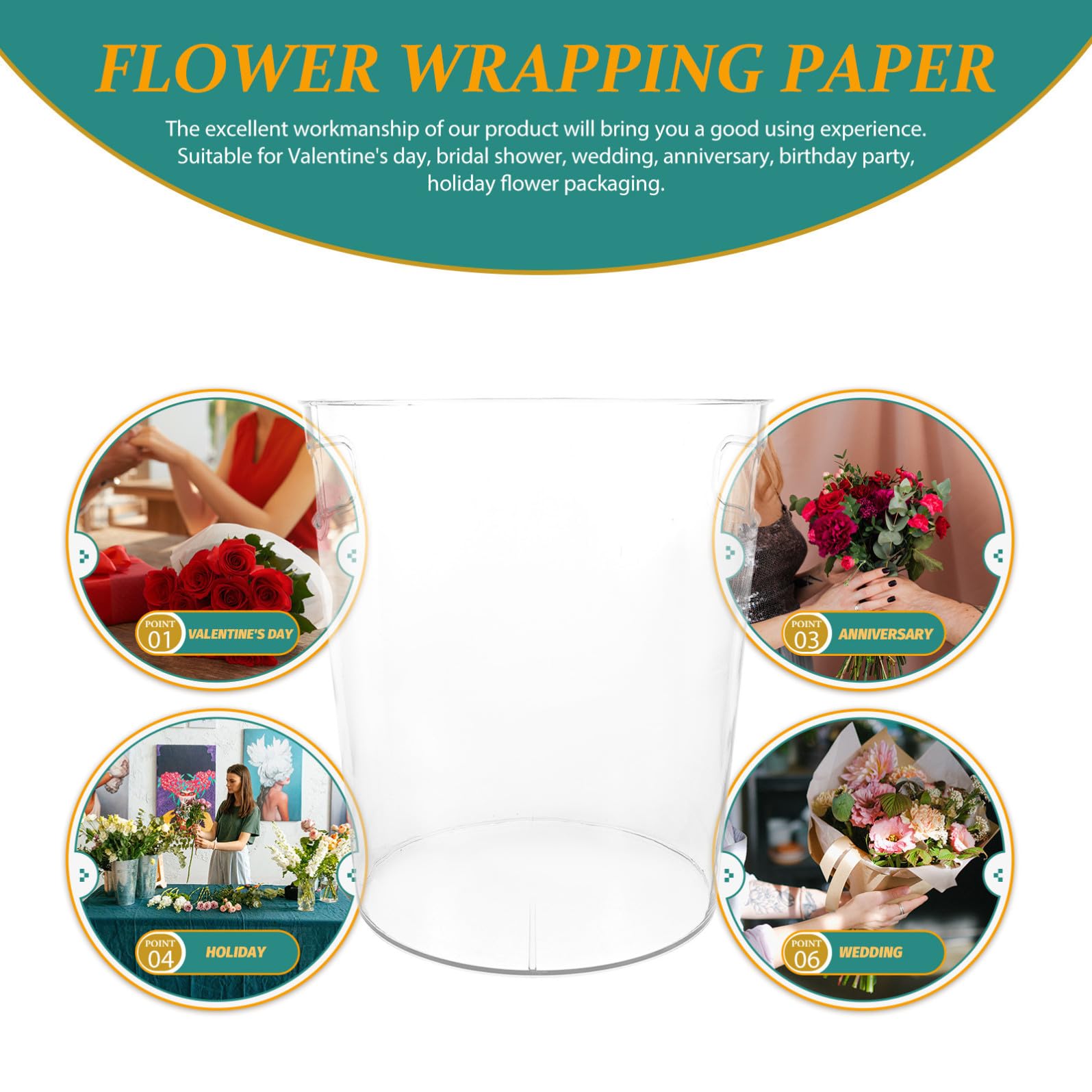 Sosoport Transparenter Acryl Blumenkorb mit Henkel für Blumenarrangements