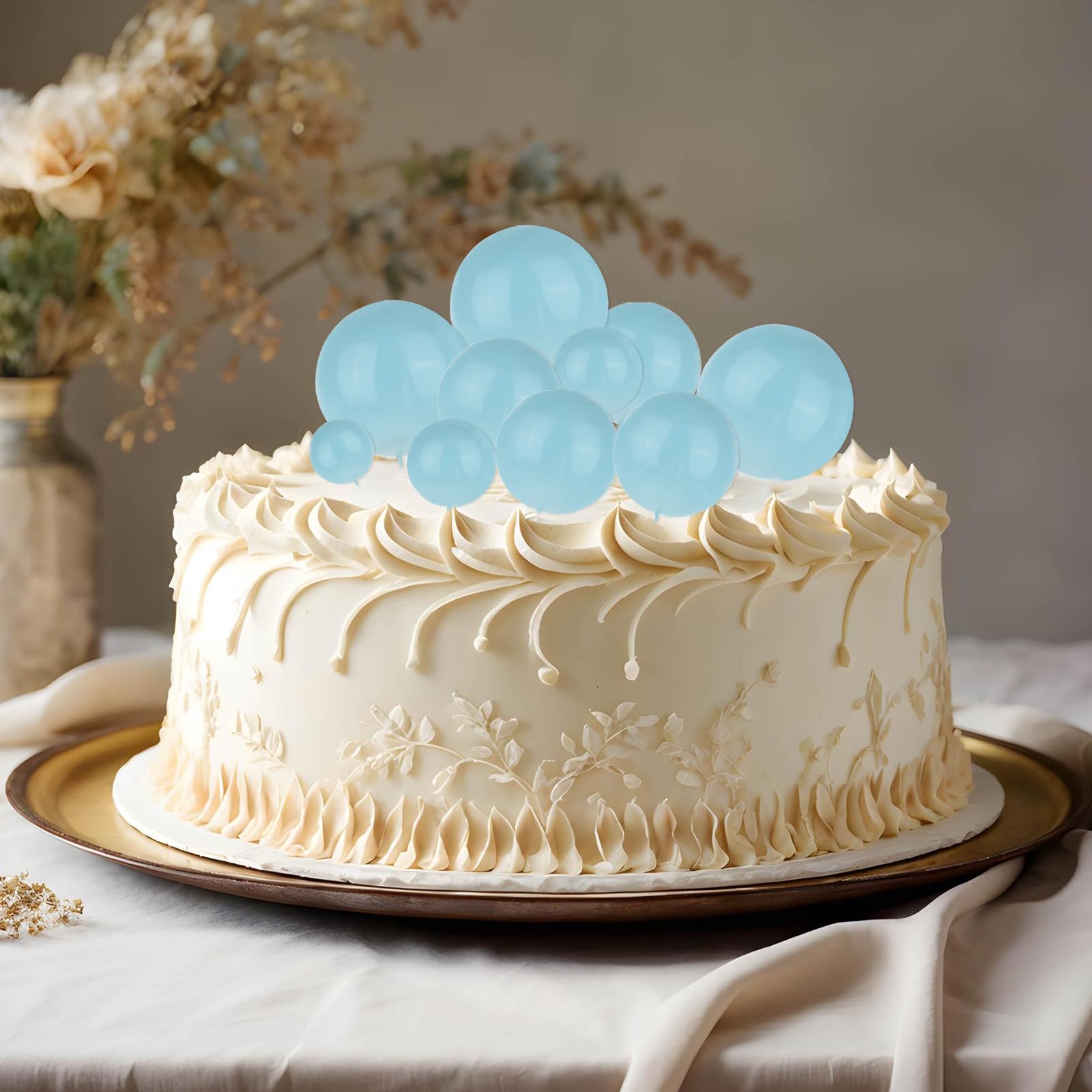 20 Stück Blau Kugeln Tortendeko Mini Schaumkugeln Cake Topper 4 Größen Kuchen Dekoration Kugel für Geburtstag Hochzeit Baby Shower Feierfest