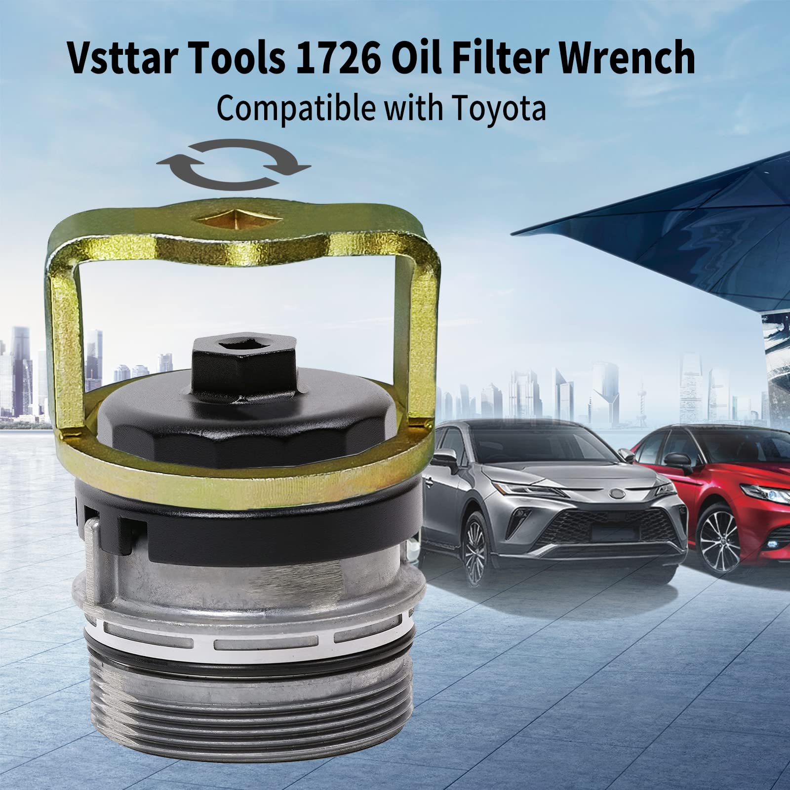 Vsttar Oil Filter Wrench Removal Tool, Special Steel, 64mm x 14 Flute, 1/2