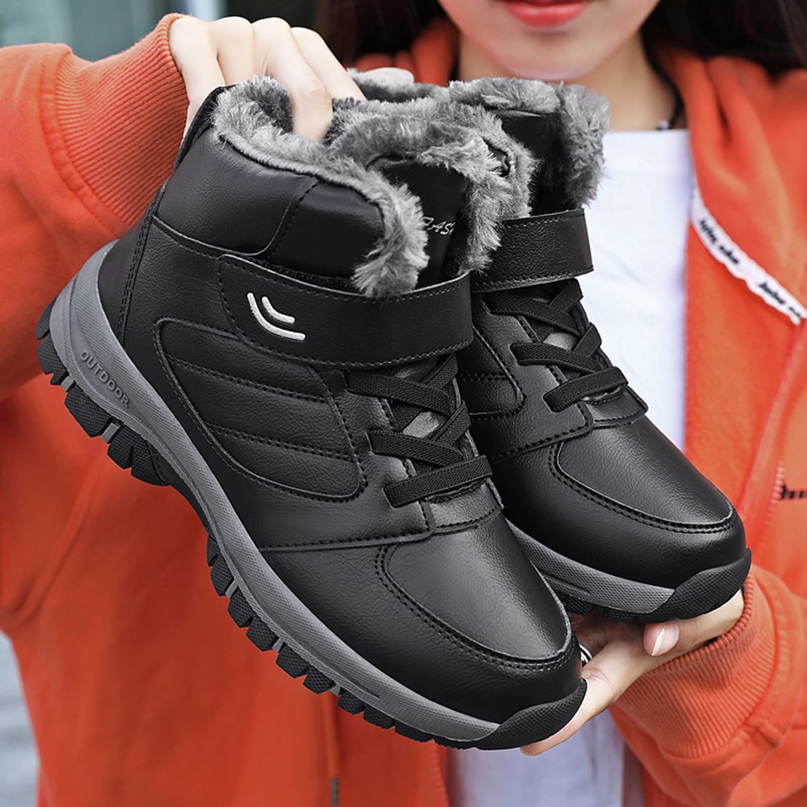 Paio di Modelli da Donna di Mezza età e Anziani Alti Caldi più Velluto Ispessimento Antiscivolo Indossare Comodi Stivali da Neve Scarpe di Cotone Stivali Acqua Alta Alti Scarpe Anfibi Donna