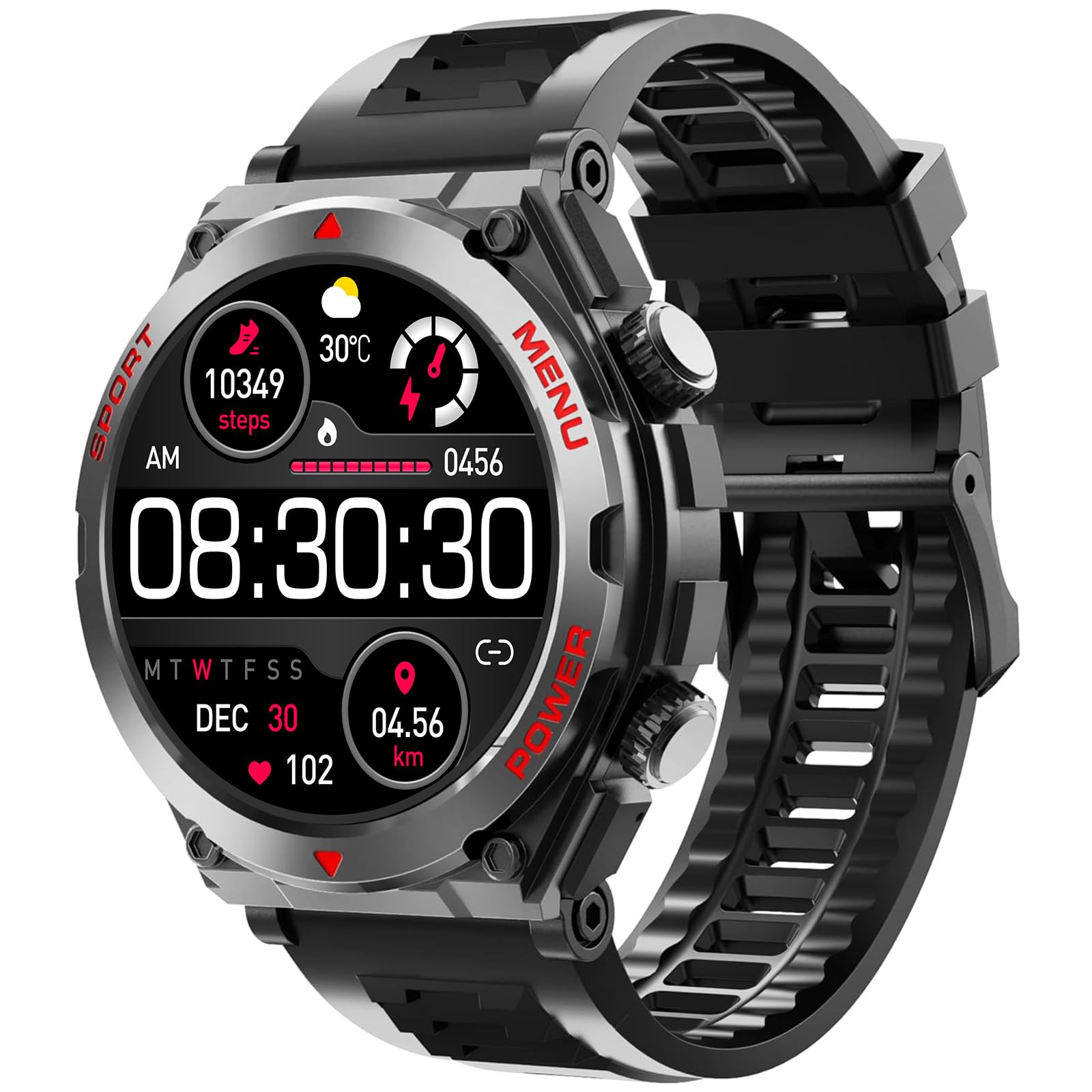 Smart Watch with Phone Function, Make/Answer Call AI Voice Control, Smartwatch with 28 Sport Modes Pedometer Fitness Watch for Android and iOS Phones Men Women (Round, Black)