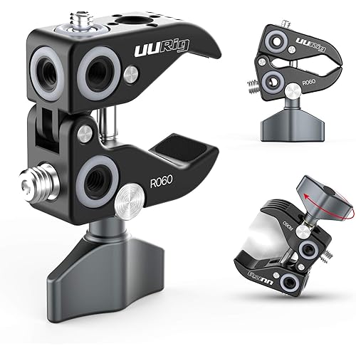 UURig R060 Super Clamp for Monitor/LED Lights/Flash/Microphone, Versatile C Clamp Strong Camera Clamp w 1/4"-20, 3/8"-16 Holes Endless Using Scenes with Photographic Professional Accessories