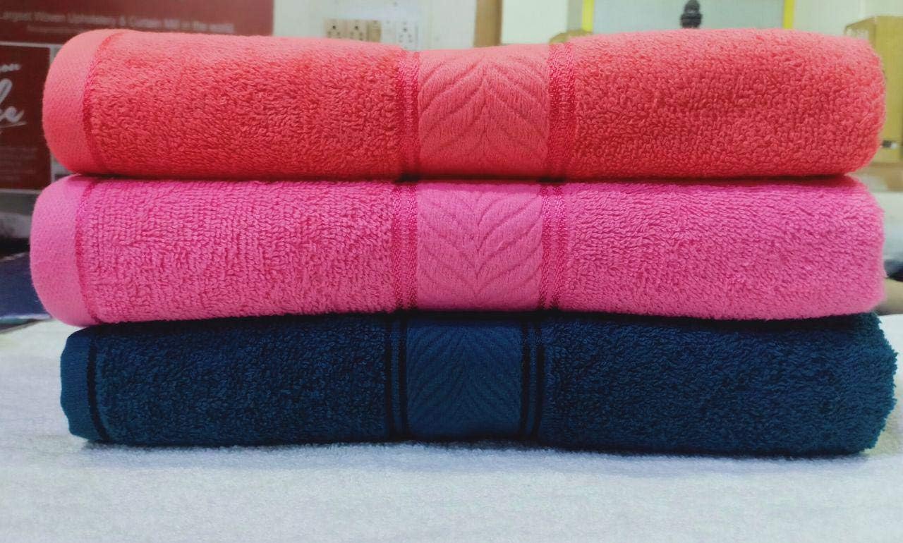 DIVINE OVERSEAS Premium Elegance 100% Cotton/Soft/Highly Absorbent / 450 GSM / (Pack of 3 Ladies Bath Towel Set, Multi Colored)