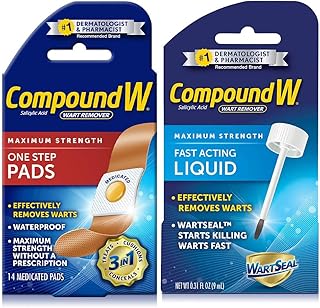 Compound W Wart Remover Liquid and Pad Pack, 0.31 oz Salicylic Acid Liquid and 14 One Step Pads