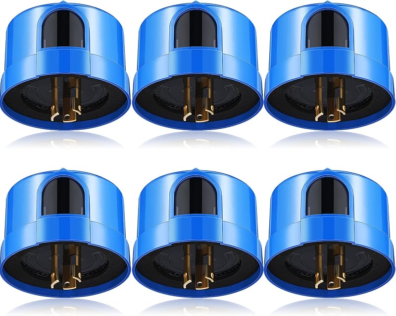 6 Pcs Twist Lock Photocell Sensor Auto on off Photocell Switch Dusk to Dawn Light Control Light Sensor for Outdoor Lights 120V to 277V, Blue