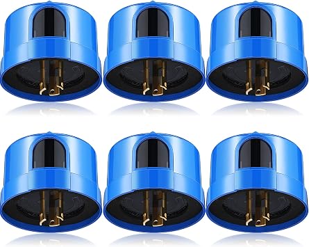 6 Pcs Twist Lock Photocell Sensor Auto on off Photocell Switch Dusk to Dawn Light Control Light Sensor for Outdoor Lights 120V to 277V, Blue