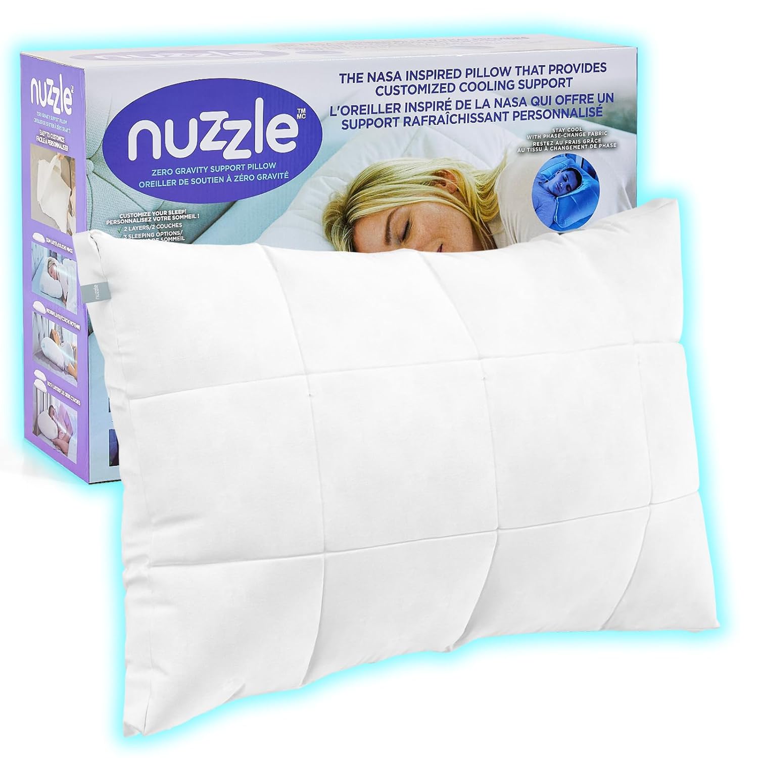 Nuzzle Cooling Adjustable Pillow for Side Sleepers Luxury Standard Size Bed Pillow Hotel Collection - Best Adjust Height